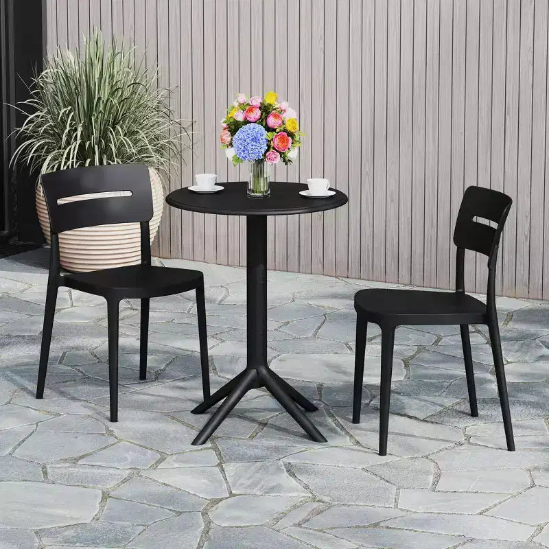 WestinTrends Playa Ensemble de bistrot 3 pièces en résine pour extérieur avec chaises de salle à manger de terrasse empilables