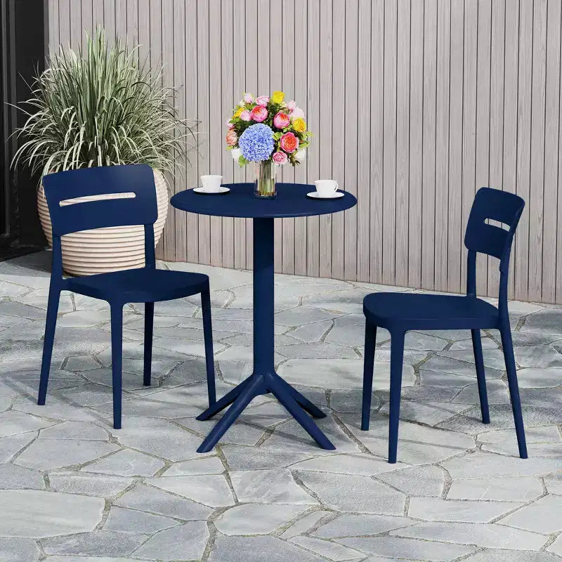 WestinTrends Playa Ensemble de bistrot 3 pièces en résine pour extérieur avec chaises de salle à manger de terrasse empilables