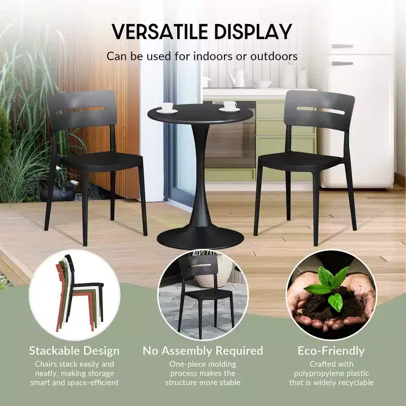 WestinTrends Playa Ensemble de bistrot 3 pièces en résine pour extérieur avec chaises de salle à manger de terrasse empilables