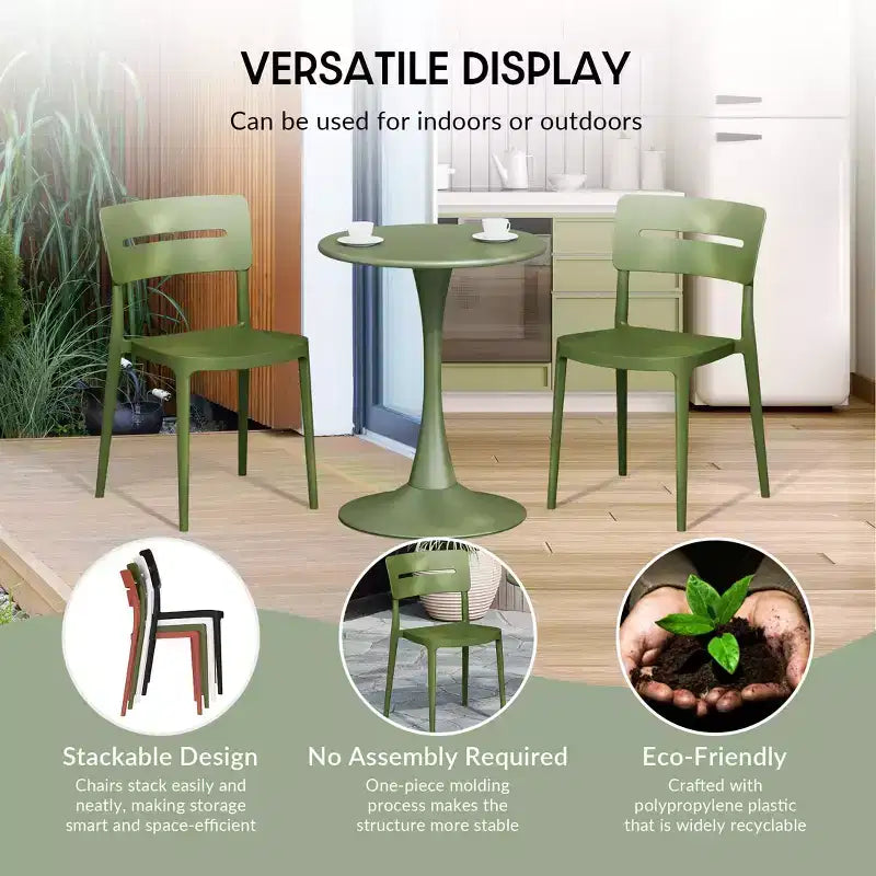 WestinTrends Playa Ensemble de bistrot 3 pièces en résine pour extérieur avec chaises de salle à manger de terrasse empilables