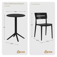 WestinTrends Playa Ensemble de bistrot 3 pièces en résine pour extérieur avec chaises de salle à manger de terrasse empilables