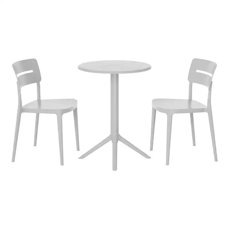 WestinTrends Playa Ensemble de bistrot 3 pièces en résine pour extérieur avec chaises de salle à manger de terrasse empilables
