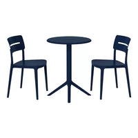 WestinTrends Playa Ensemble de bistrot 3 pièces en résine pour extérieur avec chaises de salle à manger de terrasse empilables