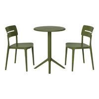 WestinTrends Playa Ensemble de bistrot 3 pièces en résine pour extérieur avec chaises de salle à manger de terrasse empilables
