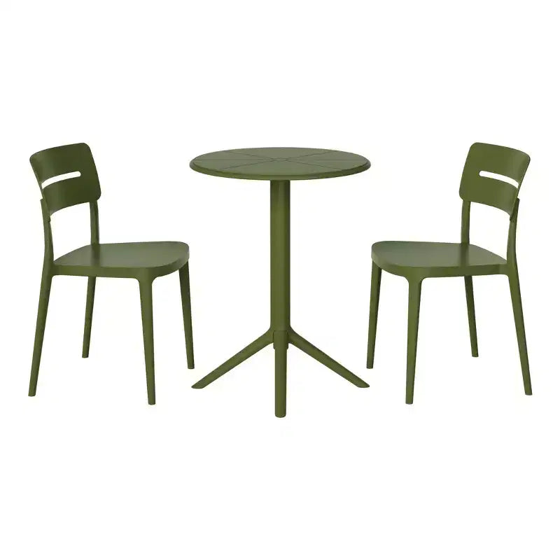 WestinTrends Playa Ensemble de bistrot 3 pièces en résine pour extérieur avec chaises de salle à manger de terrasse empilables