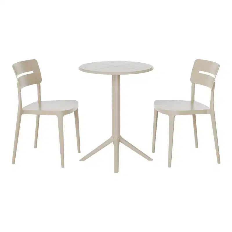 WestinTrends Playa Ensemble de bistrot 3 pièces en résine pour extérieur avec chaises de salle à manger de terrasse empilables