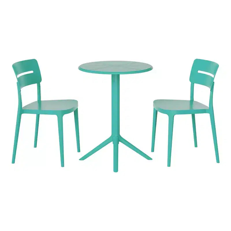 WestinTrends Playa Ensemble de bistrot 3 pièces en résine pour extérieur avec chaises de salle à manger de terrasse empilables