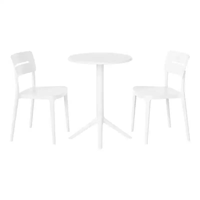 WestinTrends Playa Ensemble de bistrot 3 pièces en résine pour extérieur avec chaises de salle à manger de terrasse empilables