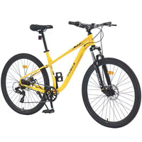 VTT NAYSAYE 27,5 pouces 8 vitesses avec suspension avant et cadre en acier pour aventures tout-terrain, jaune, 68.5*27.1*40.55