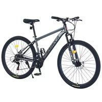 NAYSAYE Vélo VTT 27,5 pouces 21 vitesses avec suspension avant pour hommes, femmes, garçons et filles, gris, 68,8*26,37*39,37