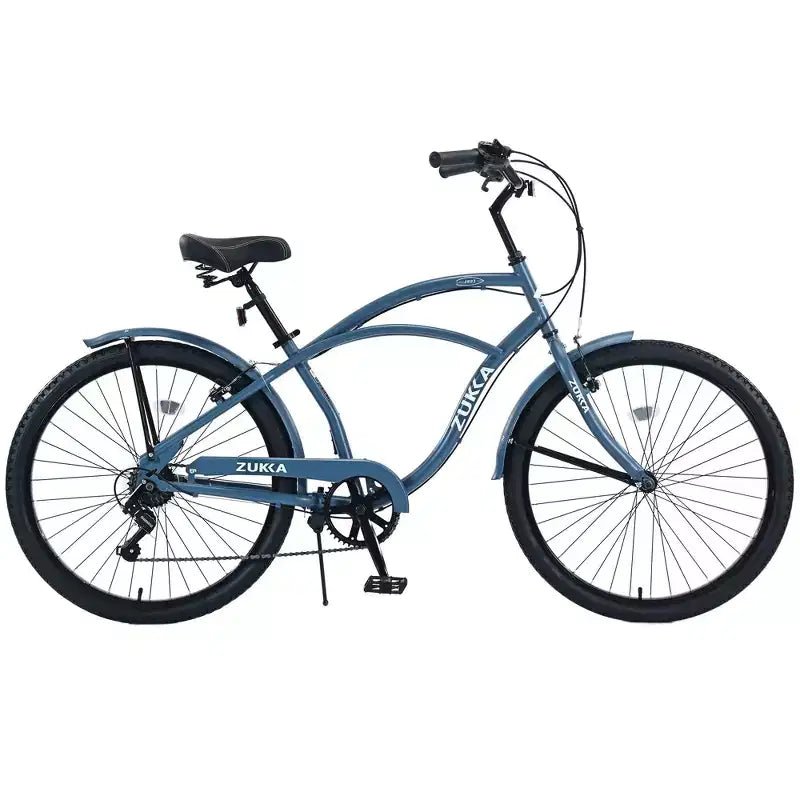 Vélo de plage NAYSAYE 7 vitesses pour femmes, cadre en acier de 26 pouces pour des trajets urbains confortables, bleu, 69,96*28,32*43,2