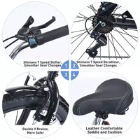 Vélo de plage NAYSAYE 7 vitesses pour femmes, cadre en acier de 26 pouces pour des trajets urbains confortables, bleu, 69,96*28,32*43,2