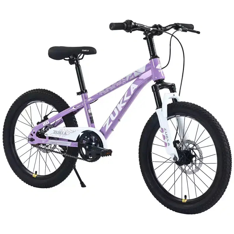 Vélo tout terrain NAYSAYE à cadre en acier durable avec fourche à suspension pour enfants, pour la pratique en plein air, violet, 54,33*22,44*32,48