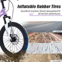 Vélo tout terrain NAYSAYE à cadre en acier durable avec fourche à suspension pour enfants, pour la pratique en plein air, violet, 54,33*22,44*32,48