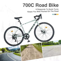 NAYSAYE Vélo de route 700C Cadre léger en alliage avec changement de vitesse fluide pour la ville, Vert, 68.5*18.8*38.9