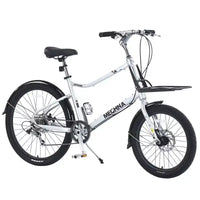 Vélo cargo NAYSAYE 7 vitesses, cadre en alliage, vélo pour adultes pour les trajets quotidiens, argent, 65*27.56*42.13