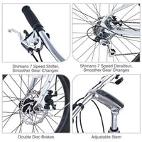 Vélo cargo NAYSAYE 7 vitesses, cadre en alliage, vélo pour adultes pour les trajets quotidiens, argent, 65*27.56*42.13