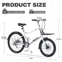 Vélo cargo NAYSAYE 7 vitesses, cadre en alliage, vélo pour adultes pour les trajets quotidiens, argent, 65*27.56*42.13