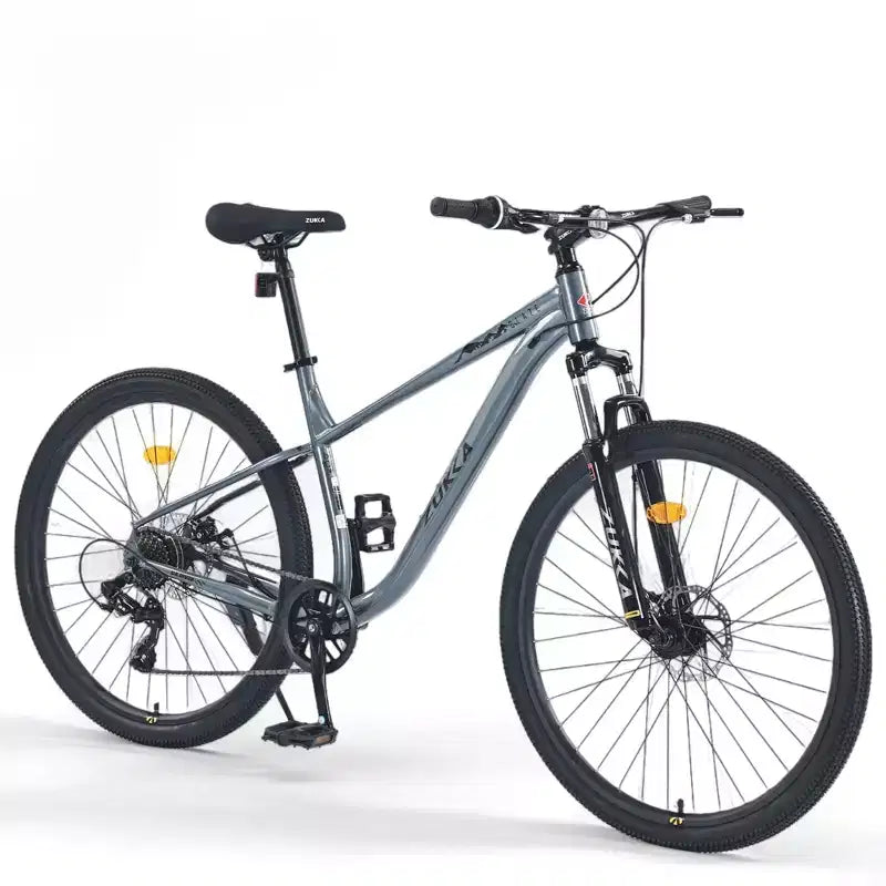 NAYSAYE VTT 27,5 pouces 8 vitesses avec suspension avant Cadre en acier durable pour hommes et femmes Aventures tout-terrain, Gris, 68,5*27,1*40,55