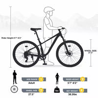 NAYSAYE VTT 27,5 pouces 8 vitesses avec suspension avant Cadre en acier durable pour hommes et femmes Aventures tout-terrain, Gris, 68,5*27,1*40,55