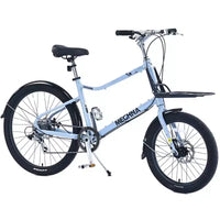 NAYSAYE Vélo Cargo 7 Vitesses Cadre Alliage Vélo Adulte pour Trajets Quotidiens, Bleu, 65*27.56*42.13