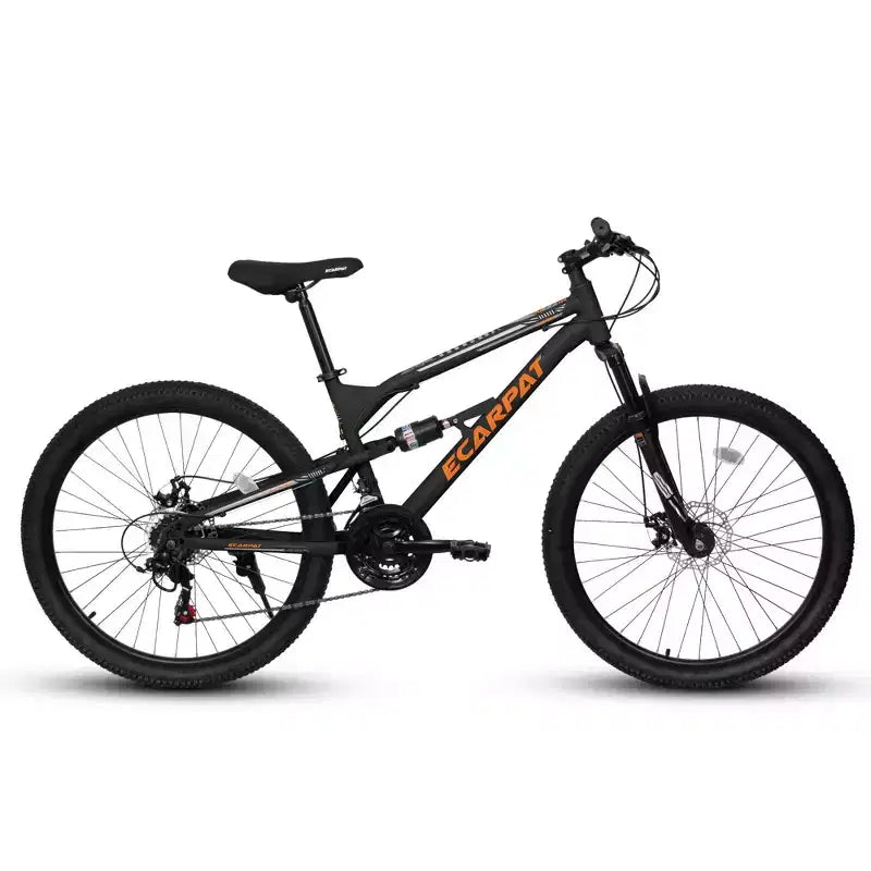 NAYSAYE Vélo 26 pouces Cadre acier 21 vitesses VTT avec double suspension Vélo adulte pour cyclisme en extérieur, Noir, 67*25*40