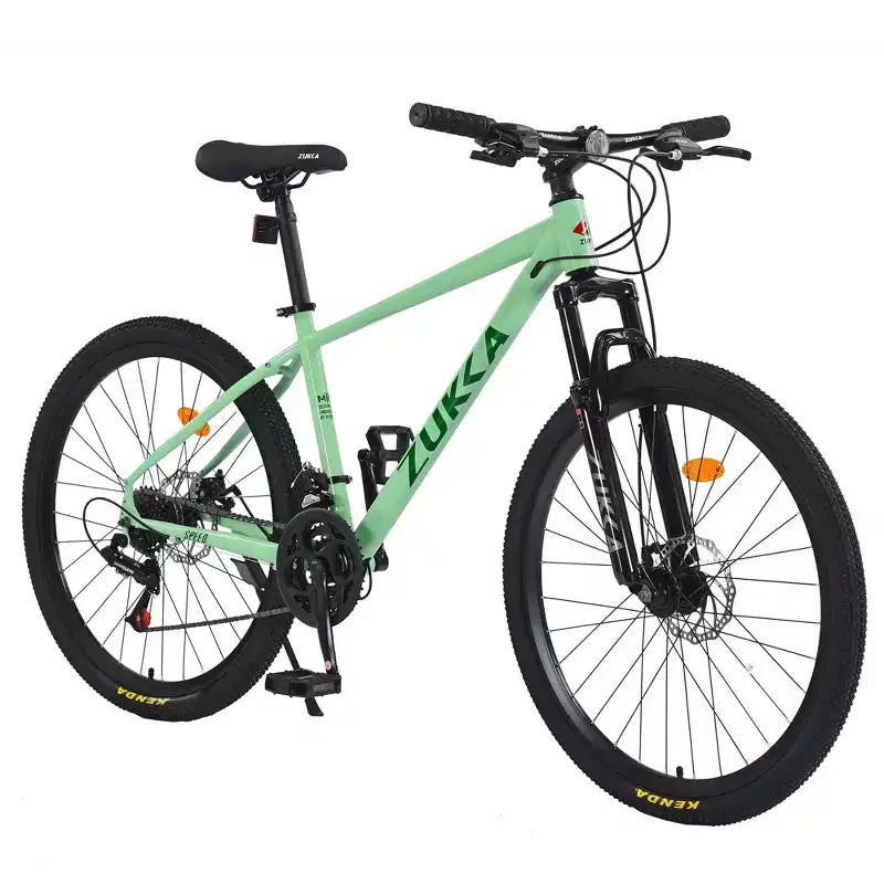 NAYSAYE VTT 26 Pouces 3X8/24 Vitesses avec Cadre en Acier Fourche à Suspension Avant pour Hommes, Femmes, Étudiants, Vert, 65,75*24,41*37