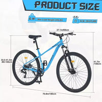 Vélo de Montagne NAYSAYE 29 Pouces, 8 Vitesses, Cadre en Acier avec Suspension Avant pour Adultes et Jeunes, Bleu, 70.8*27.1*41.7