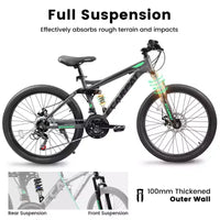 NAYSAYE Vélo VTT tout suspendu 27,5 pouces 21 vitesses avec double amortisseur pour hommes et femmes, Gris, 68.1*27*39.7