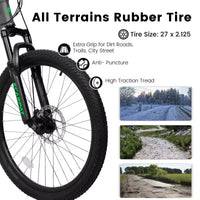 NAYSAYE Vélo VTT tout suspendu 27,5 pouces 21 vitesses avec double amortisseur pour hommes et femmes, Gris, 68.1*27*39.7