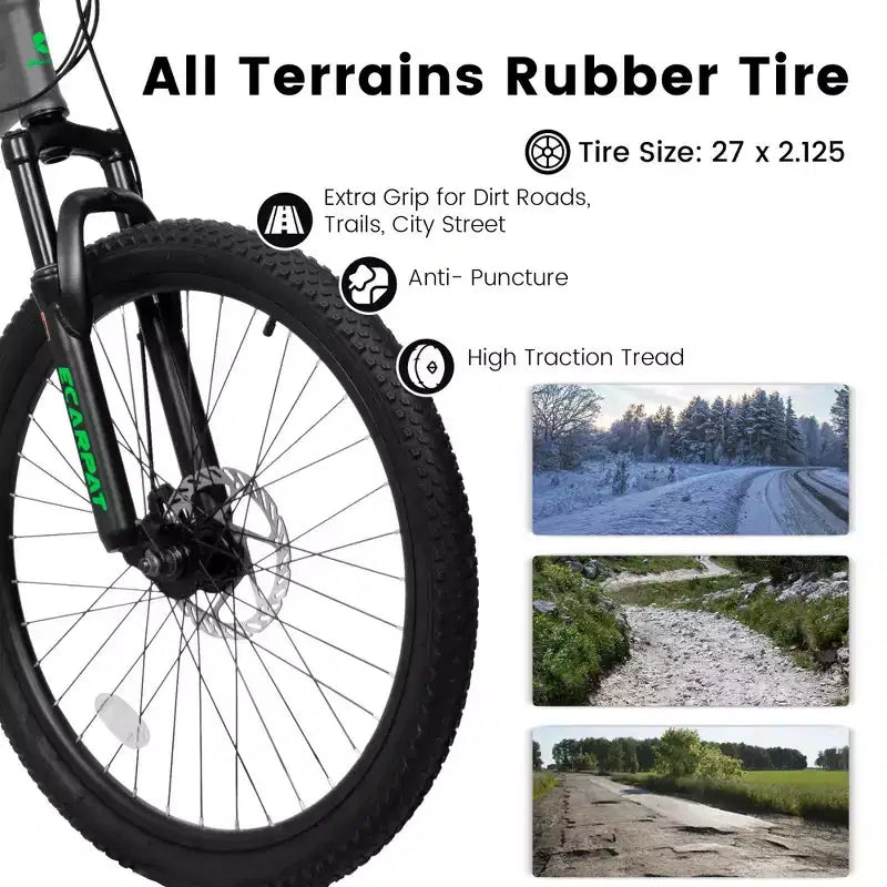 NAYSAYE Vélo VTT tout suspendu 27,5 pouces 21 vitesses avec double amortisseur pour hommes et femmes, Gris, 68.1*27*39.7