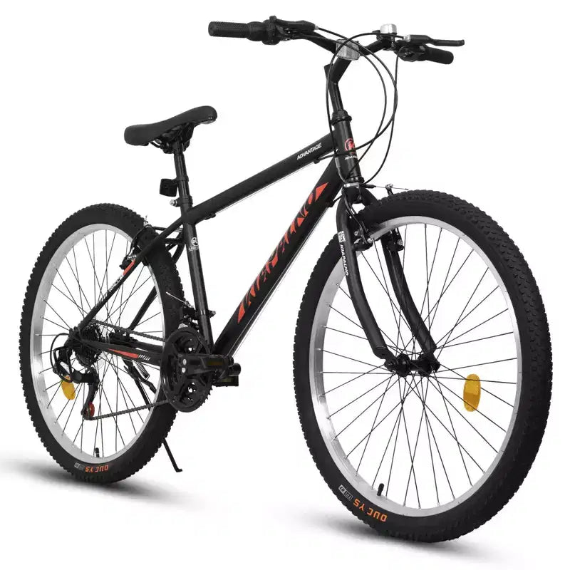 NAYSAYE Vélo VTT 24 pouces Cadre 21 vitesses Double freins en V pour adultes et adolescents pour la randonnée en montagne, Noir et Rouge, 64,57*24,8*34,65