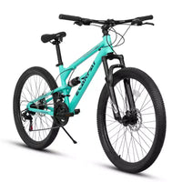 Vélo NAYSAYE VTT 26 pouces avec cadre en acier, fourche suspendue, 21 vitesses pour hommes et femmes, bleu, 68*27*38