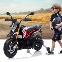 Moto électrique pour enfant Sandinrayli 12 V sous licence Aprilia, moto tout-terrain à batterie avec roulettes stabilisatrices