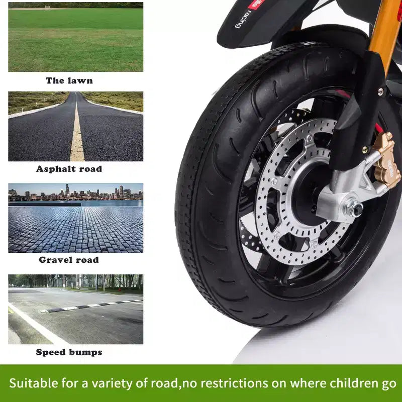 Moto électrique pour enfant Sandinrayli 12 V sous licence Aprilia, moto tout-terrain à batterie avec roulettes stabilisatrices