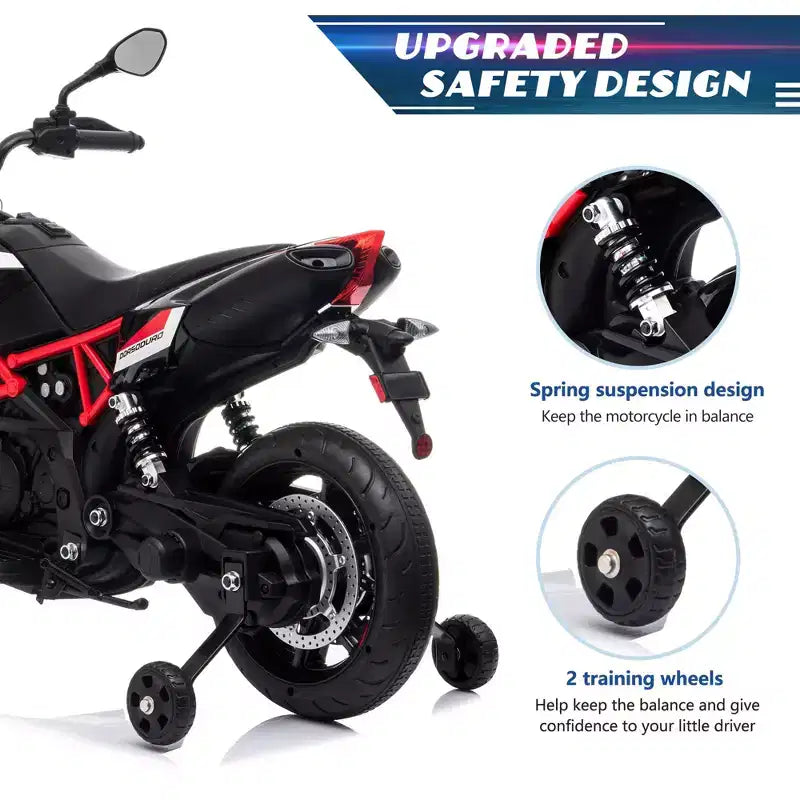 Moto électrique pour enfant Sandinrayli 12 V sous licence Aprilia, moto tout-terrain à batterie avec roulettes stabilisatrices