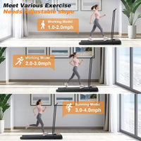 Tapis de course pliant portable NAYSAYE sous le bureau avec accoudoirs amovibles, bande de roulement amortie, grande surface pour la maison et le bureau