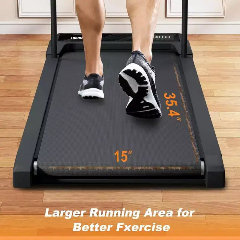 Tapis de course pliant portable NAYSAYE sous le bureau avec accoudoirs amovibles, bande de roulement amortie, grande surface pour la maison et le bureau