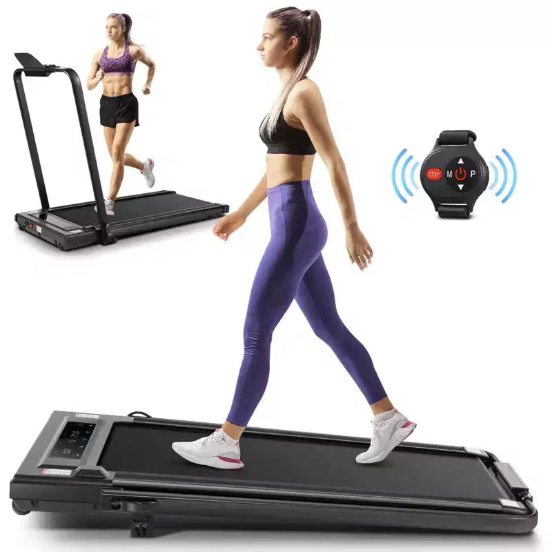 Tapis de course KRISRATE avec inclinaison, écran tactile et montre de commande à distance pour la maison, tapis de marche pliable avec barre de maintien, tapis de course sous le bureau 3,5 CV 12 km/h