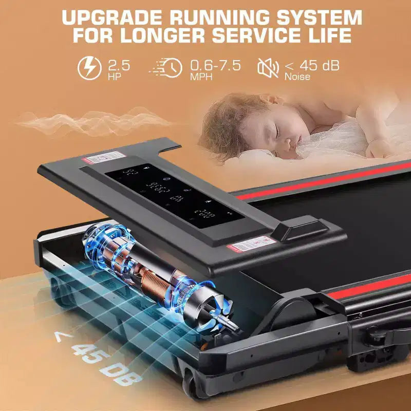 Tapis de course KRISRATE avec inclinaison, écran tactile et montre de commande à distance pour la maison, tapis de marche pliable avec barre de maintien, tapis de course sous le bureau 3,5 CV 12 km/h