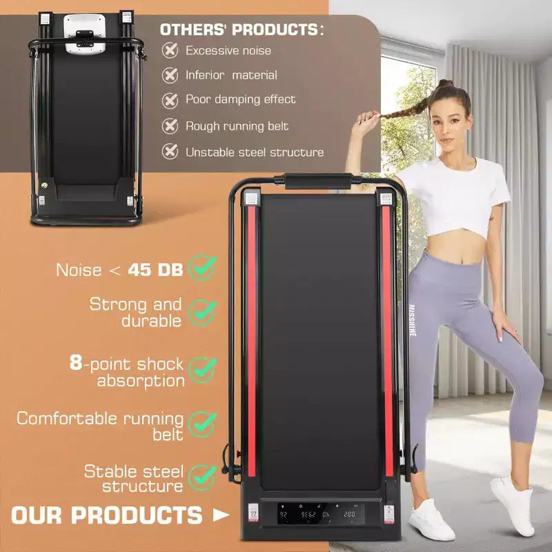 Tapis de course KRISRATE avec inclinaison, écran tactile et montre de commande à distance pour la maison, tapis de marche pliable avec barre de maintien, tapis de course sous le bureau 3,5 CV 12 km/h
