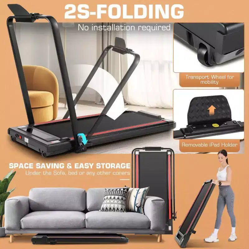 Tapis de course KRISRATE avec inclinaison, écran tactile et montre de commande à distance pour la maison, tapis de marche pliable avec barre de maintien, tapis de course sous le bureau 3,5 CV 12 km/h