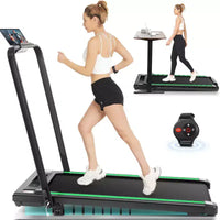Tapis de course KRISRATE avec inclinaison, écran tactile et montre de commande à distance pour la maison, tapis de marche pliable avec barre de maintien, tapis de course sous le bureau 3,5 CV 12 km/h