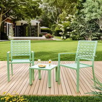 Ensemble bistro de patio 3 pièces - Chaises et table d'extérieur en acier pour 2 personnes, petit ensemble de mobilier de patio moderne, chaises de porche en métal avec table à thé