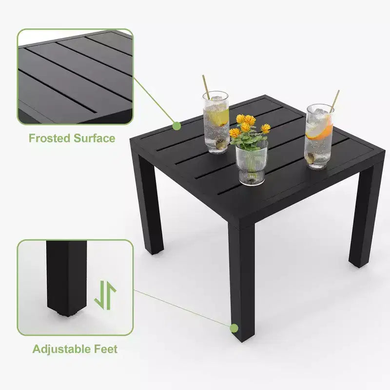 Ensemble bistro 3 pièces pour terrasse, chaises et table d'extérieur en acier pour 2, petit salon de jardin moderne, chaises de porche en métal avec table à thé