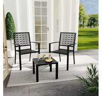 Ensemble bistro de patio 3 pièces - Chaises et table d'extérieur en acier pour 2 personnes, petit ensemble de mobilier de patio moderne, chaises de porche en métal avec table à thé