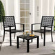 3 Piece Patio Bistro Set, Steel Outdoor Chairs and Table Set for 2, Small Modern Patio Furniture Set, Metal Porch Chairs with Tea Table