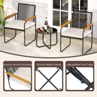 Costway Ensemble de Meubles de Jardin 3 Pièces avec Table Ronde en Verre Trempé, Accoudoirs et Coussins