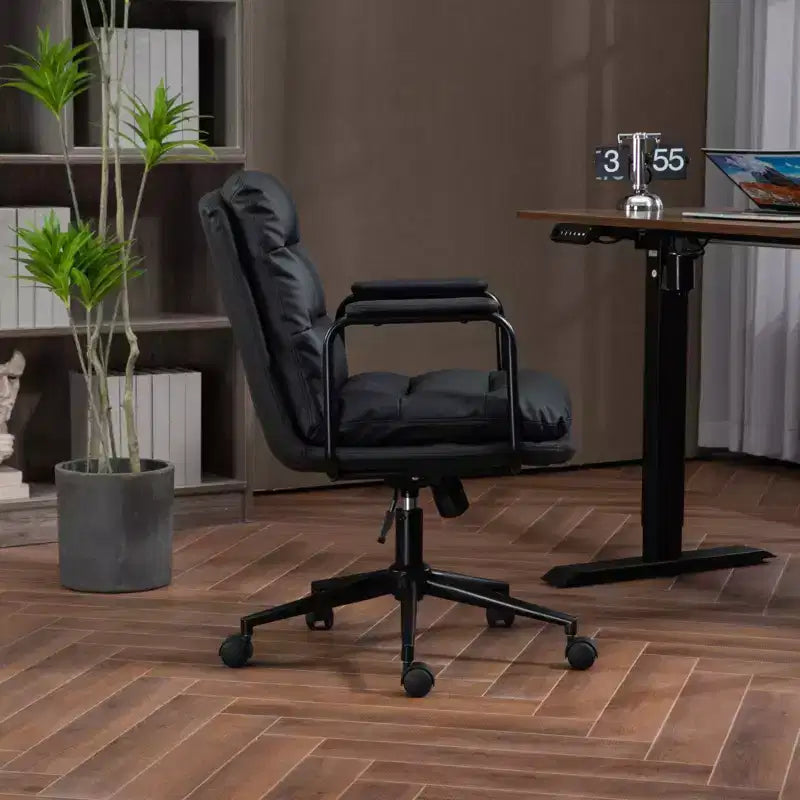 Okak Fauteuil de Bureau Mi-Dossier, Chaise de Bureau avec Accoudoirs Rembourrés et Roulettes, Chaise d'Ordinateur pour Bureau, Salle de Jeu, Étude