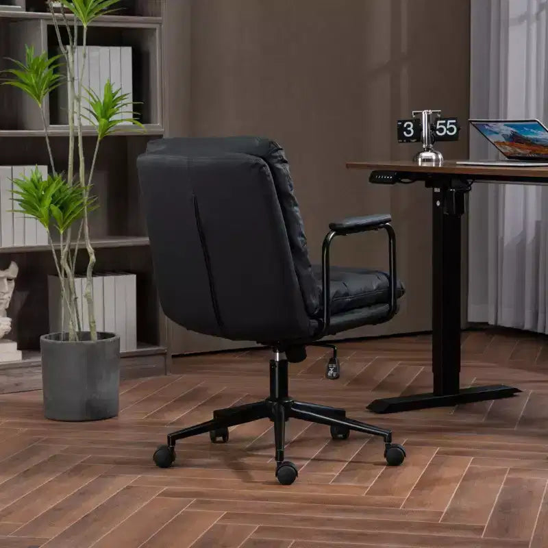 Okak Fauteuil de Bureau Mi-Dossier, Chaise de Bureau avec Accoudoirs Rembourrés et Roulettes, Chaise d'Ordinateur pour Bureau, Salle de Jeu, Étude